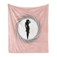 thumbnail image 1 of Fashion Soft Flannel Fleece Throw Blanket, Hot Lady Image in Spiral Zoom Circle Design in Modern Warm Pastel Tone Print, Cozy Plush for Indoor and Outdoor Use, 60" x 80", Black Pink, by Ambesonne, 1 of 6