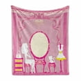 thumbnail image 1 of Fashion Soft Flannel Fleece Throw Blanket, Lady Sitting in Front of French Cosmetic Make-Up Mirror Furniture Dressy Design, Cozy Plush for Indoor and Outdoor Use, 70" x 90", Yellow Pink, by Ambesonne, 1 of 6
