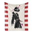 thumbnail image 1 of Fashion Soft Flannel Fleece Throw Blanket, Modern Woman in a Cool Coat with Watercolor Paintbrush Style Casual Urban Design, Cozy Plush for Indoor and Outdoor Use, 70" x 90", Black Red, by Ambesonne, 1 of 5