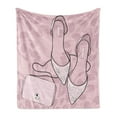thumbnail image 1 of Fashion Soft Flannel Fleece Throw Blanket, Stiletto High Heels Feminine Floral Ornaments Flower Silhouette Illustration, Cozy Plush for Indoor and Outdoor Use, 60" x 80", Rose Pale Rose, by Ambesonne, 1 of 5