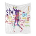thumbnail image 1 of Fashion Soft Flannel Fleece Throw Blanket, Woman Silhouette with Colorful Stains Love Dresses Happiness Theme Print, Cozy Plush for Indoor and Outdoor Use, 60" x 80", Multicolor, by Ambesonne, 1 of 5