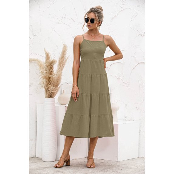 Fashion Soft Open Back Ruffle Halter Long Dress
