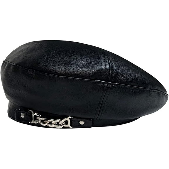 Fashion Soft PU Leather Beret Hat Beanie British Military Berets for Women