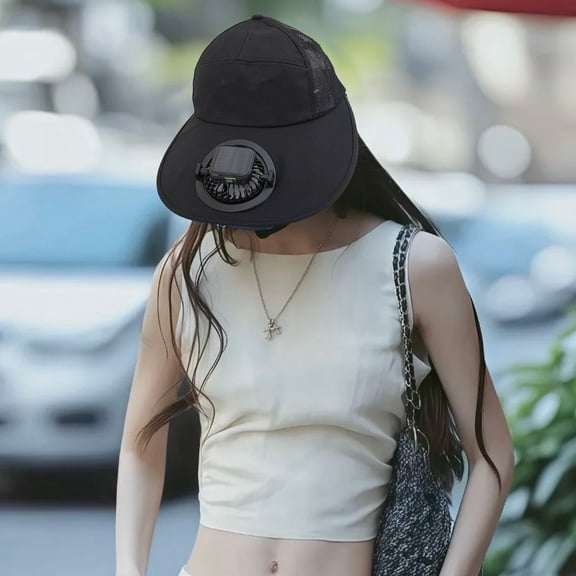 Fashion Solar Fan Hats,Fast-drying Lightweight Strong Wind Cool Sun Hat Sports for Women Men,USB & Solar Powerd Charging Design,Summer Outdoor UV Protection Sun Hat with Adjustable Fan,Black