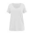 thumbnail image 1 of Fashion Solid Color Casual Women'S U-Neck Cotton Breathable Street Short-Sleeved T-Shirt Summer Comfortable Pullover Top, 1 of 6