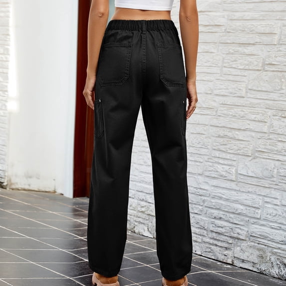 Fashion Solid Color Full Length Jeans for Women Spring And Summer Women's Button Pocket Zipper Solid Fashion Full Length Pants Jeans Women's Summer Breathable Denim Trousers