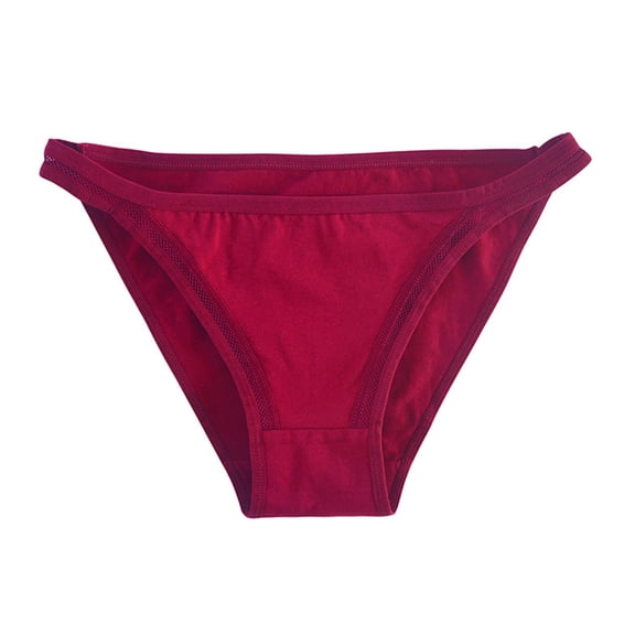 Fashion Solid Color Mid-Rise Breathable Comfortable Cotton Briefs Womens Panties Cotton Cotton Womens Underwear Panties for Women Plus Size Wine L