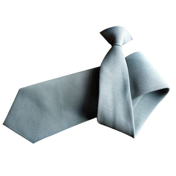 Fashion Solid Color Neckties Clip Closure Design for Business Wedding Suit Gray One Size