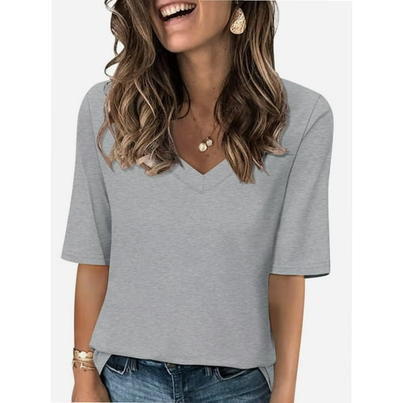 Fashion Solid Color Women Summer Casual Top Office Blouse