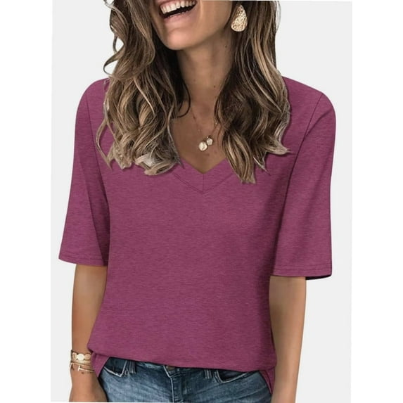Fashion Solid Color Women Summer Casual Top Office Blouse