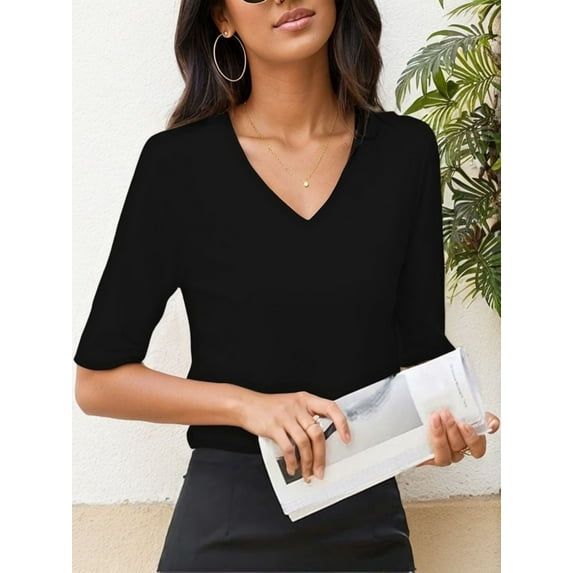 Fashion Solid Color Women Summer Casual Top Office Blouse