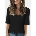thumbnail image 1 of Fashion Solid Color Women Summer Casual Top Office Blouse, 1 of 6