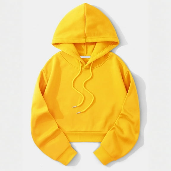 Fashion Solid Hoodie for Women – Long Sleeve Pullover Sweatshirt, Soft and Breathable Material, Ideal for Casual Outfits, Office or Weekend Activities Yellow