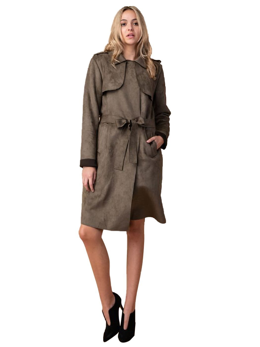 Blue suede store trench coat