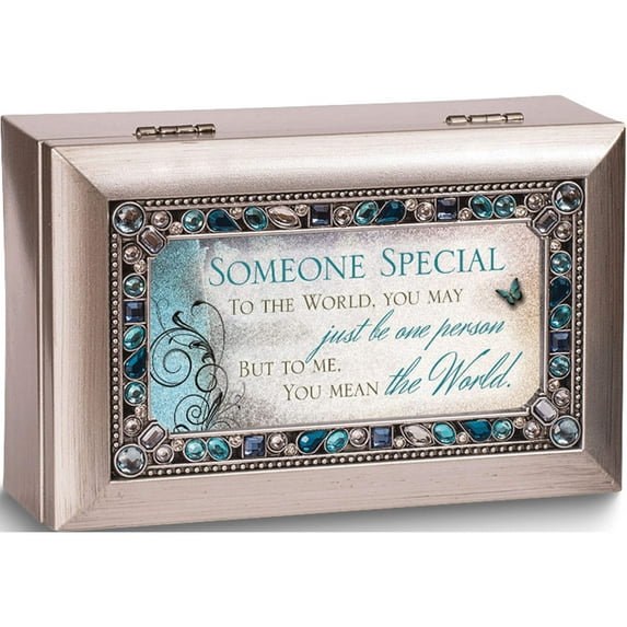 Fashion Someone Special Petite Jeweled Silver-Tone Music Box (6 X 3.75) Made In China gm14493
