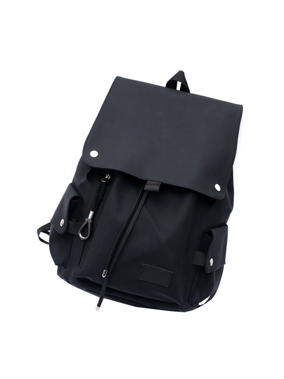 Fashion Spacious School Bag Water Resistant PU Leather Large Flap Designs Drawstring Backpack Streetwear for Men Women