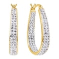 thumbnail image 1 of Fashion Sparkling White Crystal Paved Oval Shape Hoop Earrings for Women, 1 of 5