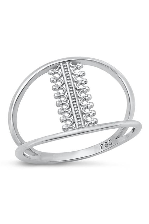 Fashion Split Shank Ring .925 Sterling Silver Pattern Band Jewelry Female Male Unisex Size 10