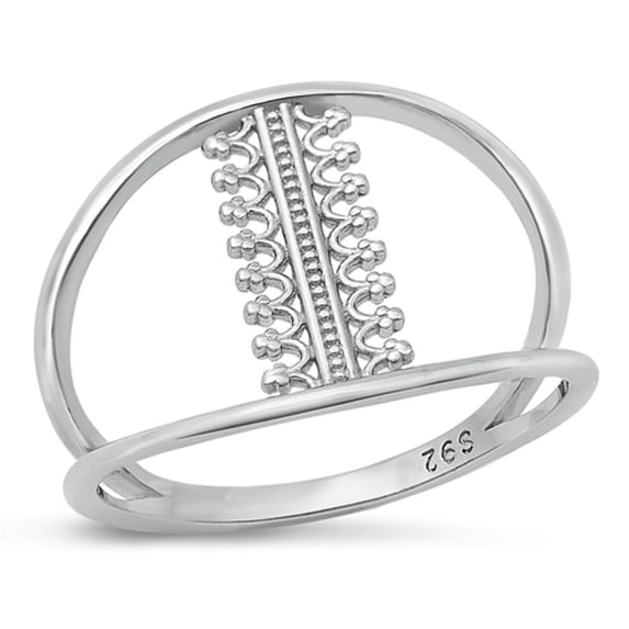 Fashion Split Shank Ring .925 Sterling Silver Pattern Band Jewelry Female Male Unisex Size 5