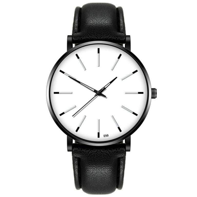 Fashion Sport Men s Stainless Steel Case Leather Band Quartz Analog Wrist Watch Watch for Runners Mens Sports Watches Womens Watch Leather Band