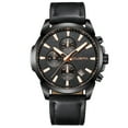 thumbnail image 1 of Fashion Sport Men's Stainless Steel Case Leather Band Quartz Analog Wrist Watch, 1 of 9