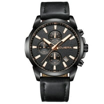 Fashion Sport Men's Stainless Steel Case Leather Band Quartz Analog Wrist Watch