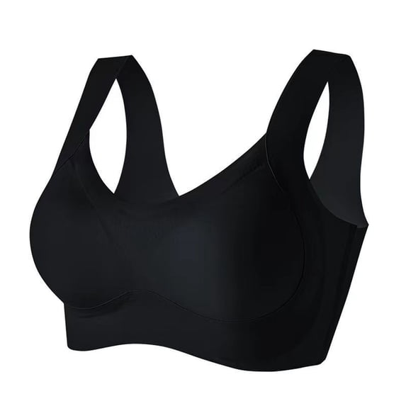 Fashion Sports Bra Underwear Women's V Neck Casual Solid High Elasticity Everyday Wear Soft Comfortable Lingerie for All Seasons #Black,L