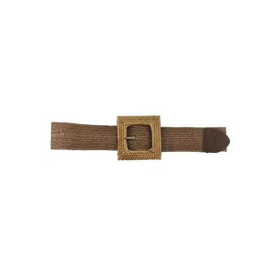 Fashion Square Straw Buckle Belt Mauve