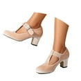 thumbnail image 1 of Fashion Square Toe Heels for Women – Trendy Office Dress Pumps Elegant Mary Jane Heels For Retro T Bar Strap Ankle Dress Shoes With Heel And Round Toe Design, 1 of 1