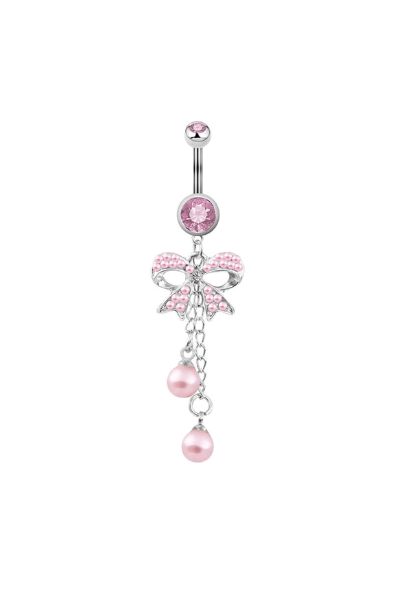 Fashion Stainless Steel Belly Button Ring Sexy Drop Dangle Body Piercing Jewelry For Women Girls Pink Zircon Navel Rings Gifts