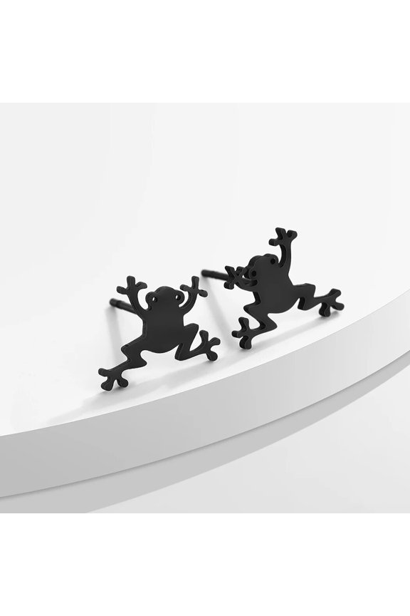 Fashion Stainless Steel Earrings Super Cute Handmade Frog Stud Earrings Amphibian Frog Commemorative Gift