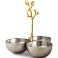 thumbnail image 1 of Fashion Stainless Steel Golden Vine Hammered Triple Bowl (8.25 X 8.25) Made In India gm14120, 1 of 4