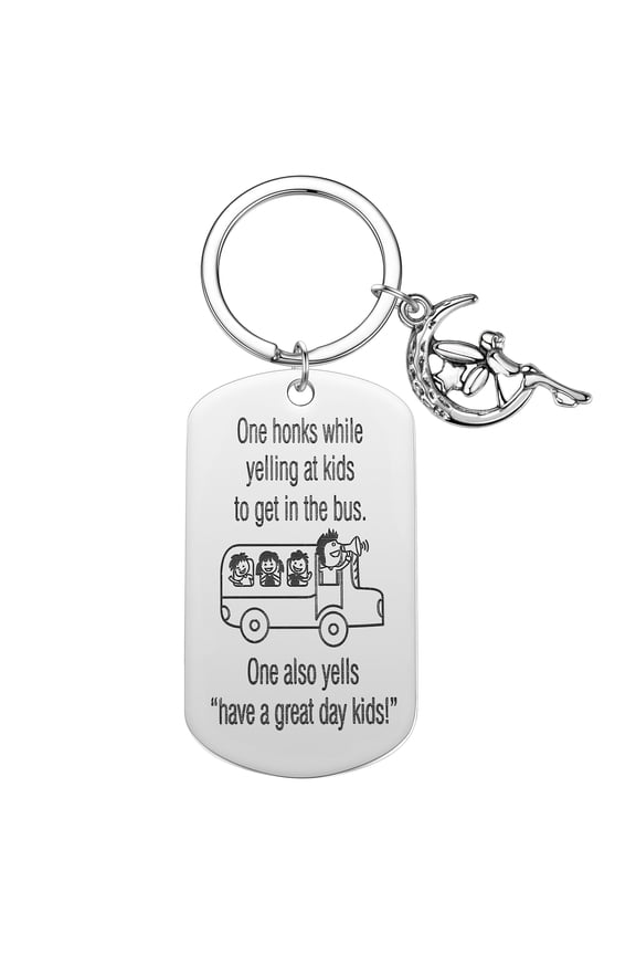 Fashion Stainless Steel Keychain School Bus Car Kids Pendants DIY Jewelry Car Key Chain Souvenir Gift Angel Moon Keyrings