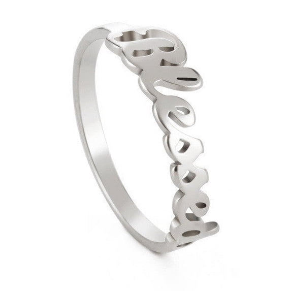 Fashion Stainless Steel Letter Ring, Blessed Birthday Gift, Holiday Gift, Womens Fashion Jewelry