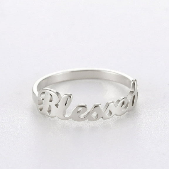Fashion Stainless Steel Letter Ring, Blessed Birthday Gift, Holiday Gift, Womens Fashion Jewelry