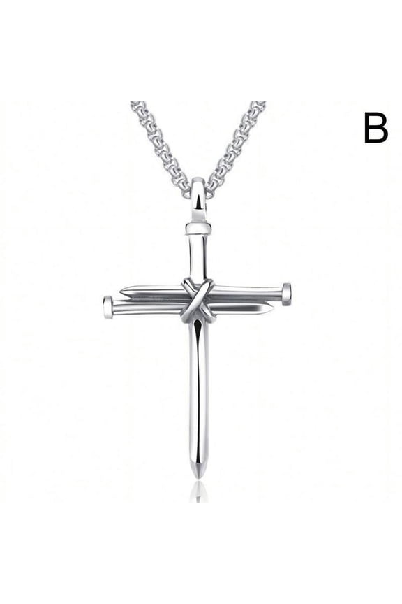Fashion Stainless Steel Nail Rope Cross Pendant Necklace Jewelry For Men Present