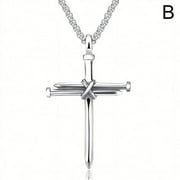 Nail Cross Pendant Necklace for Men, Alloy Rope-Wrapped Cross Necklace, Fashion Jewelry Gift, Black, Silver or Gold