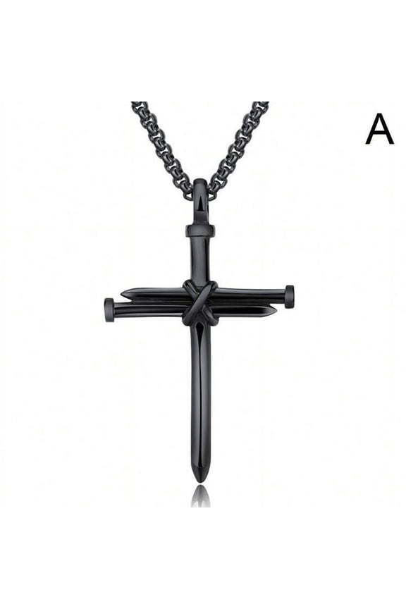 Fashion Stainless Steel Nail Rope Cross Pendant Necklace Jewelry For Men Present