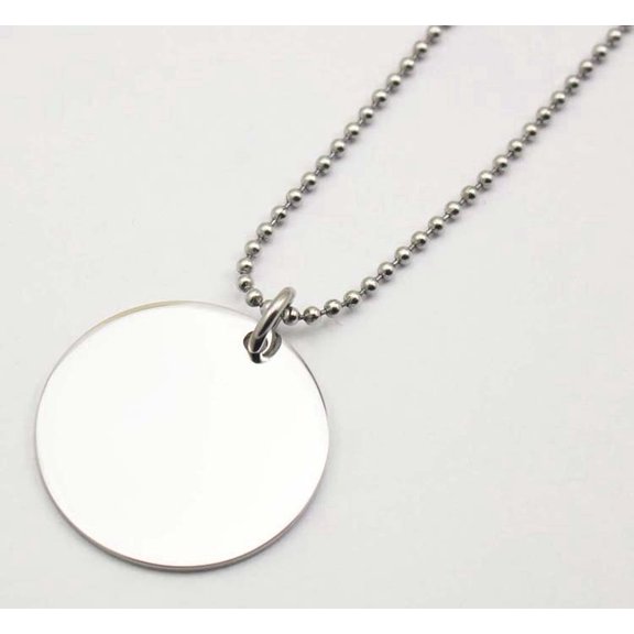 Fashion Stainless steel shiny plain round charm pendants necklace with free ball chain