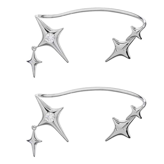 Fashion Star Clip Earrings Ear Cuff for Non-Pierced Ears Statement Cartilage Jewelry Rhinestone Earcuffs Wrap Earrings