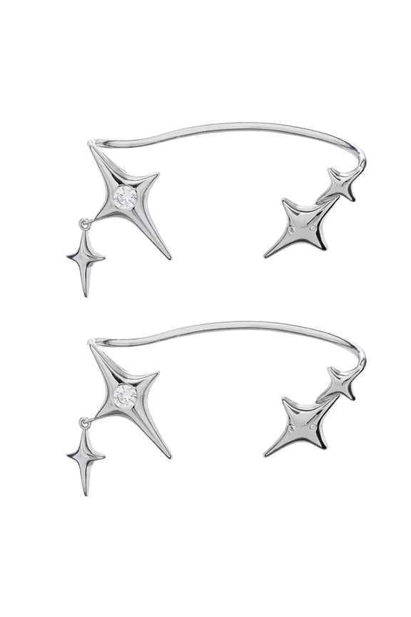 Fashion Star Clip Earrings Ear Cuff for Non-Pierced Ears Statement Cartilage Jewelry Rhinestone Earcuffs Wrap Earrings
