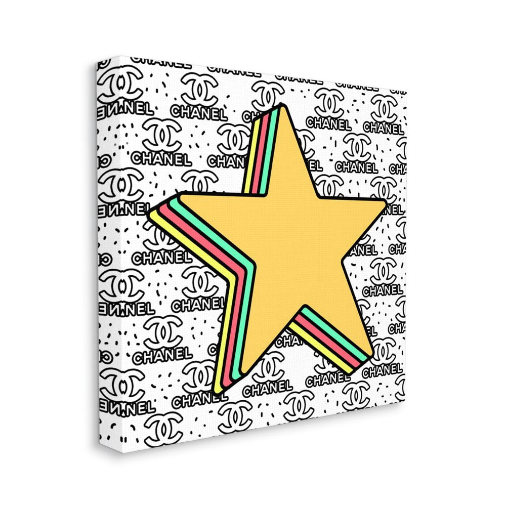 Fashion Star Symbol over Glam Pattern Beauty & Fashion Gallery-Wrapped Canvas Print Wall Art, 17x17