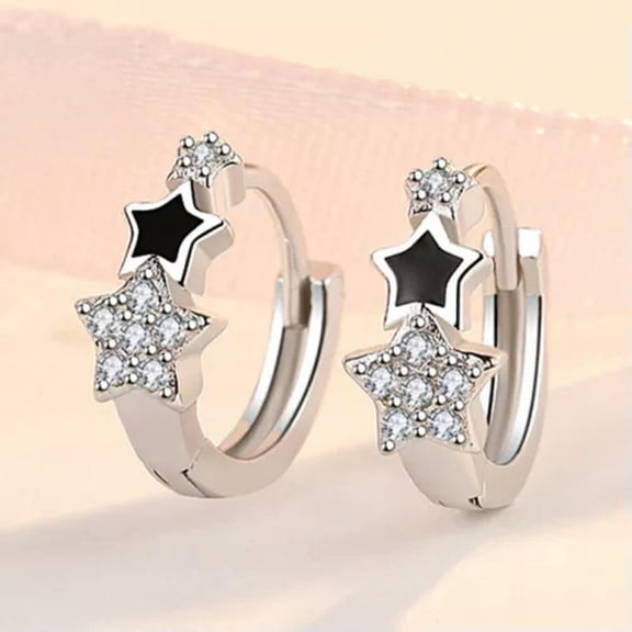 Fashion Star Wedding Gifts 925 Silver Hoop Earrings Cubic Zircon Jewelry A Pair