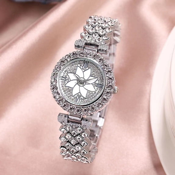 Fashion Starry Bracelet Watch Water Diamond Flower Women's Watch
