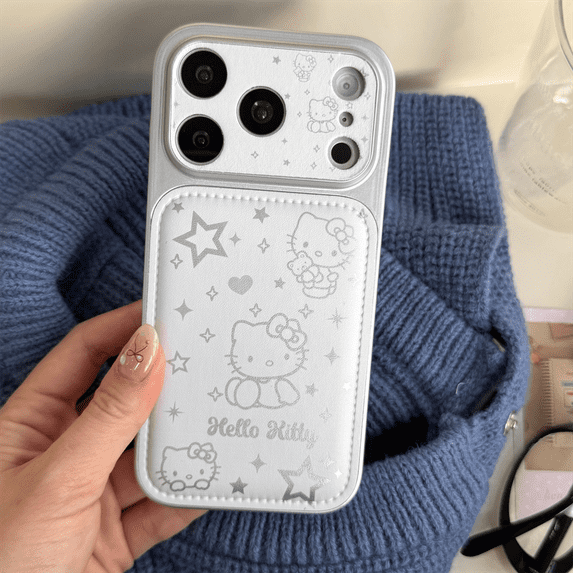 Fashion Stars Leather Sanrio Hello Kitty Cute Cartoon Pattern Style Case For iPhone 17 16 15 14 13 12 11 Pro Max Gift Cover