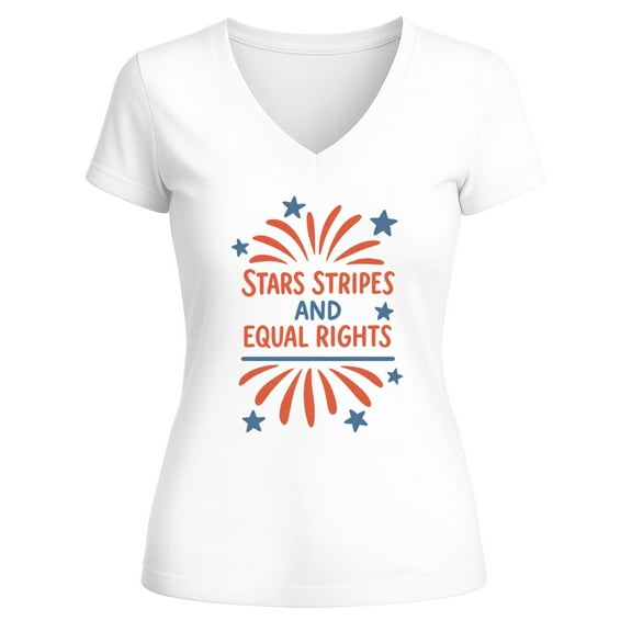 Fashion Stars Stripes and Equal Rights Graphic Tee, Patriotic T-shirt with Firework Design, Cool American Style T shirt, Trendy Statement Shirt