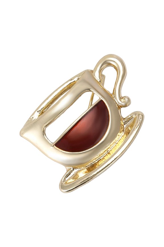 Fashion Statement Hollow Alloy Coffee Cup Brooch Lightweight Pin Elegant Badge Accessories for Clothing Bag