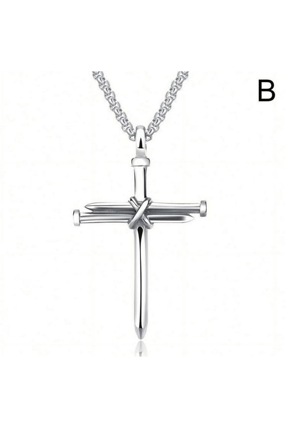 Fashion Steel Nail Rope Cross Pendant Necklace For Men V0Z7 Jewelry E5P2 SALE ~ะต E6P3
