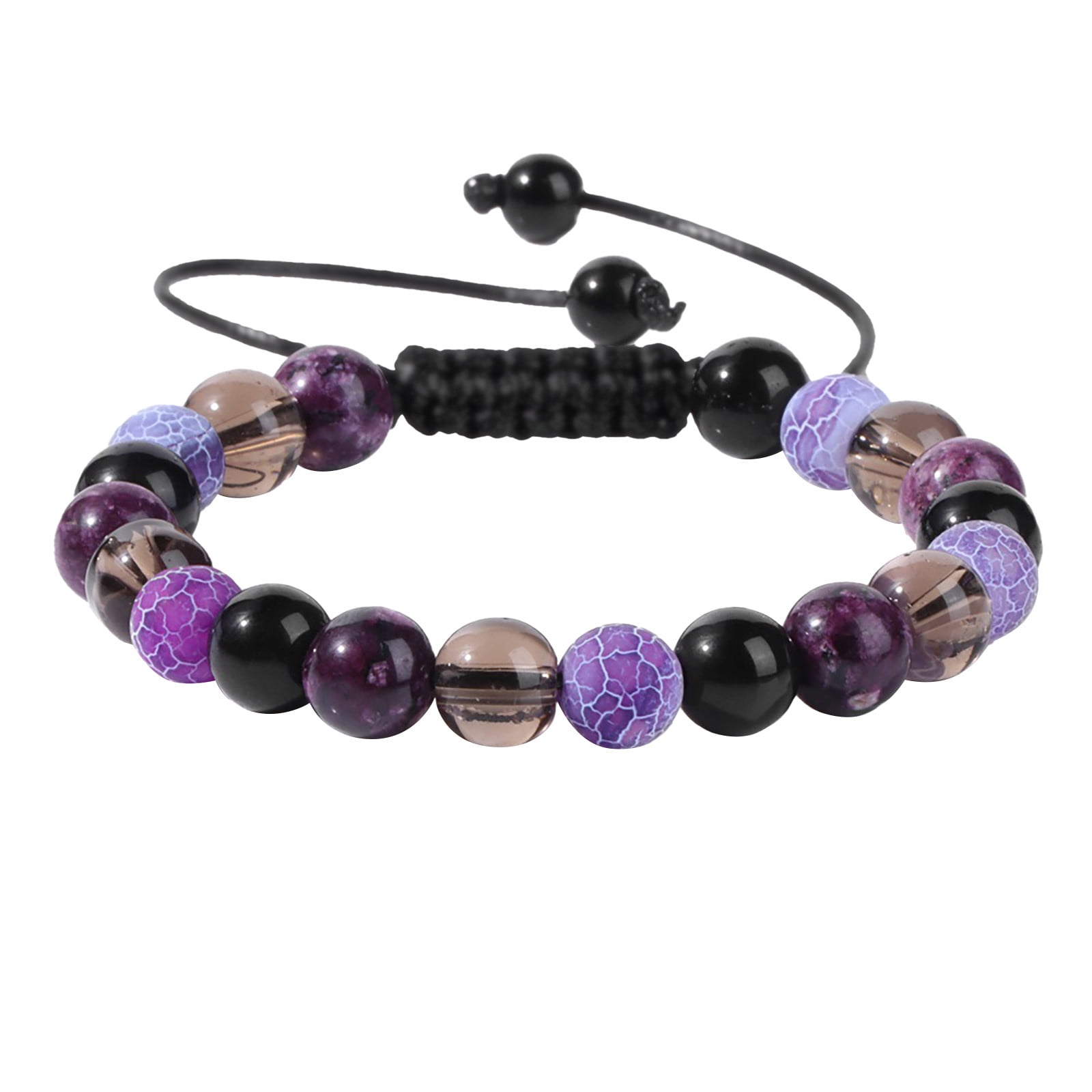 Fashion Sterling Silver Ball Bead Chain Bracelet Natural Stone Beads