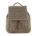 thumbnail image 1 of Fashion Straw Shoulders Backpack Hand-Woven Women Beach Holiday Bucket Bag Grey, 1 of 5